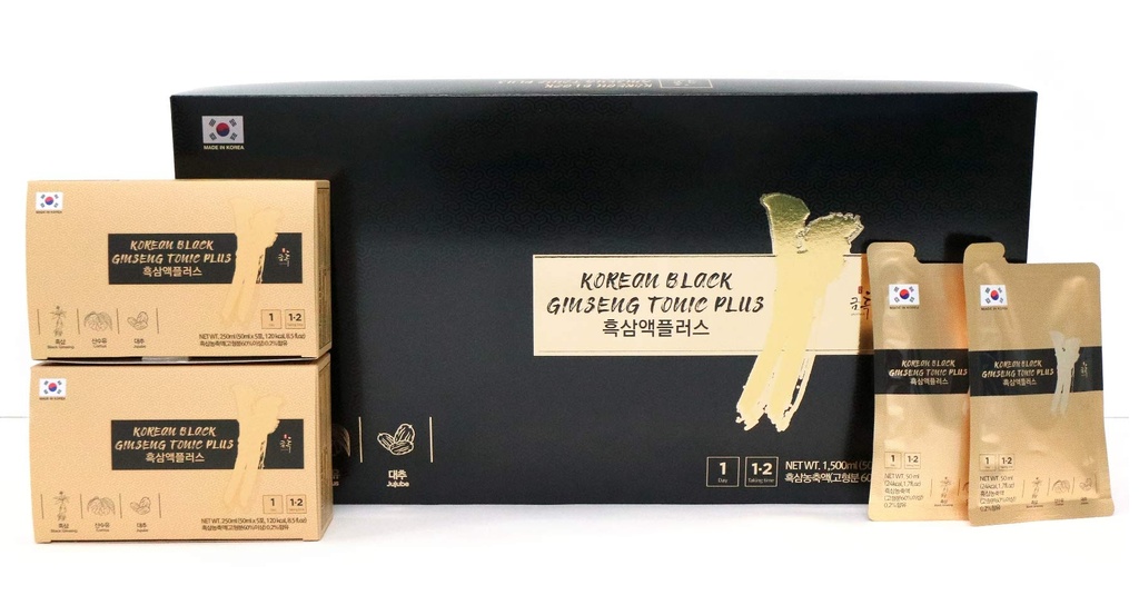 GeumHeuk Koreański czarny Ginseng Tonic Plus - Wzmocnienie odporności, Wydajność metalu, Stamina & Energia, Mężczyźni i Kobiety - 50ml X 30 Pouches