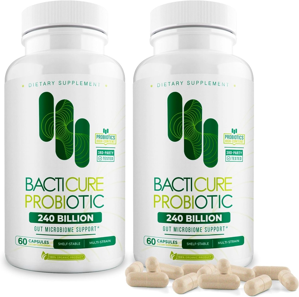 Bacticure Probiotic 120 Kapsułki Dwudziesta 124; Suplement do Probiotyki w / Wysoka wzór CFU dla mężczyzn i kobiet 124; Prebiotyki i enzymy pokarmowe dla trawienia & Gut Zdrowia, Zdrowie pochwy, Colon Cleanse, Wsparcie immunologiczne