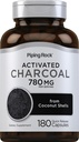 Piping Rock Activated Charcoal Pills: 124; 780 mg: 124; 180 Kapsułek: 124; z łusek kokosowych: 124; Non- GMO, Gluten