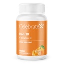 Celebrate Iron + C 18mg Tangerine do żucia, 30 Count