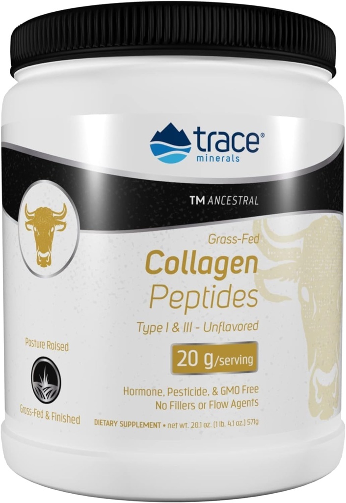Ślad Minerały Kolagen Peptydy - Zdrowa kość & Wspólne Wsparcie - Suplement Kolagenowy pomaga silne włosy, paznokci i skóry - Suplement Proszek wspiera Gut Health - Unflavored, 571g (28 Służenie)