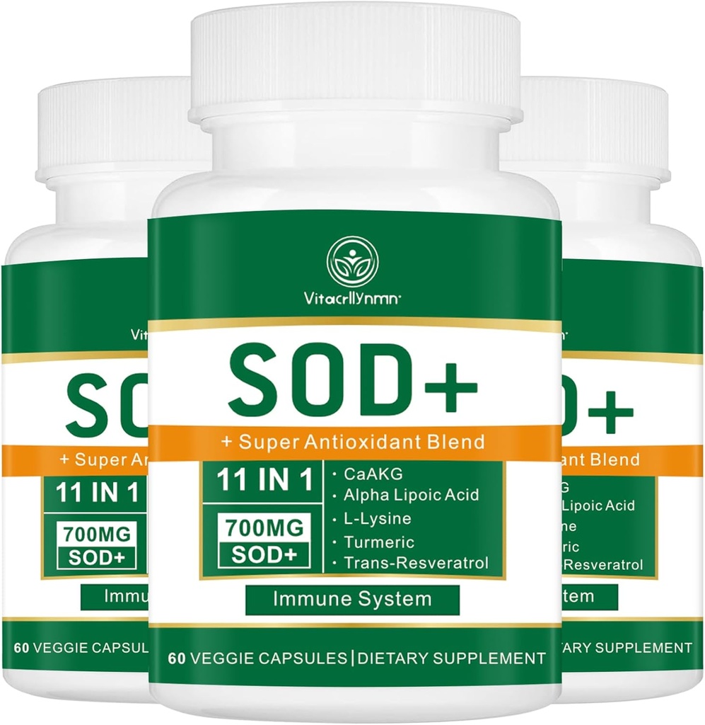 700MG Sod Superoxide Dismutase Suphytase Supplement - Wysokiej mocy suplement przeciwutleniający dla zdrowia komórkowego - 180 kapsułki