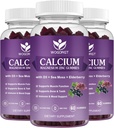 Gumie cynku wapnia z witaminą D3 - Wysoka absorpcja Kompleks wapnia z mech morskich, Elderberry dla kości, Mięśnie, Immune, Mood & Sleep Support, Wegan - 60 Gummies (3 Pack)