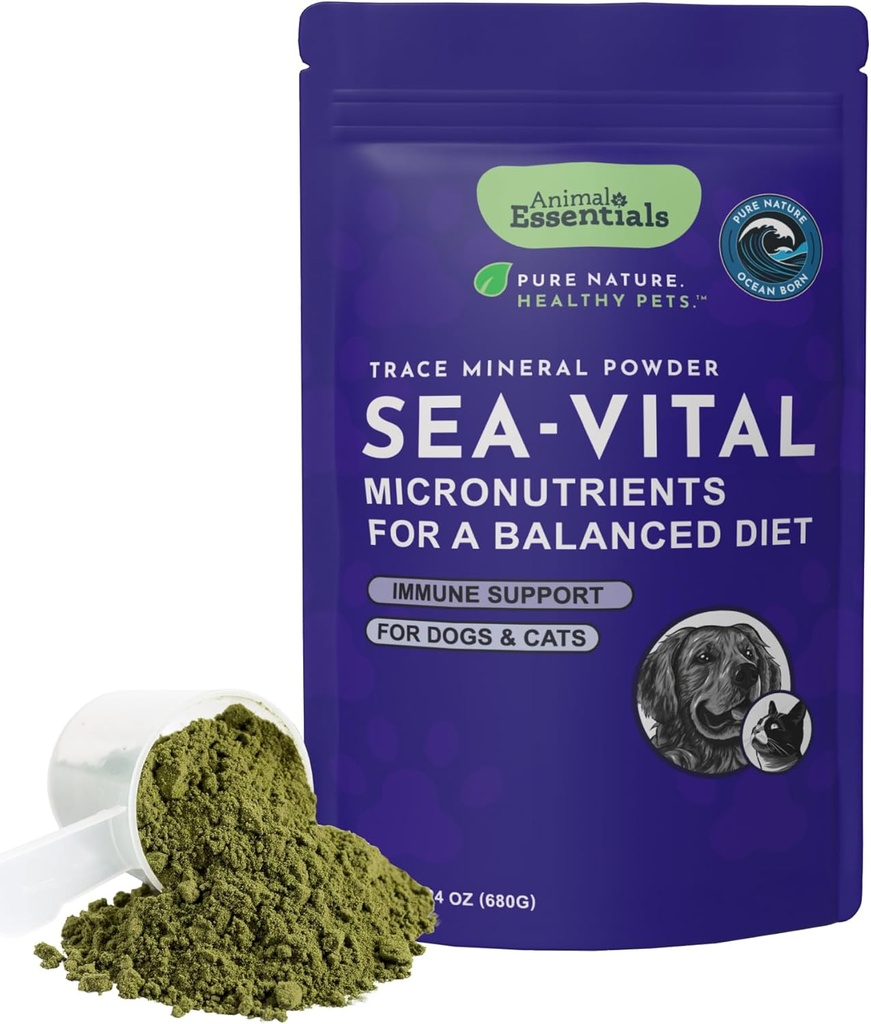 Ensentymenty zwierzęce Ocean Kelp dla psów i kotów - Wsparcie dla tarczycy, Suplement tarczycy, Sea Kelp, Proszek Kelp, Suplement mineralny śladowy - 24 Oz
