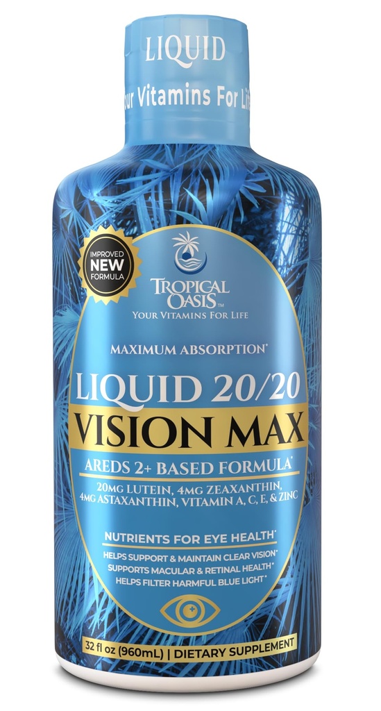 Liquid 20 / 20 Vision - Eye Witamina Formula w / 20 mg Luteina, 4 mg Zeaksantyna, 4 mg Astaksantyna do Vision Support - Max Absorption - Wielki smak i brak pigułek do Swallow- 32 Serv, 32oz