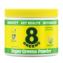 8Zieloni Super Zielone Proszek Pigment 124; Prebiotyczne i Probiotyczne mieszanki dla Gut zdrowia, Metabolizm, Debloating, z włóknem, Enzymy trawienne, Organiczne: Spirulina, Chlorella, Lemon Lime, 25 Służenie