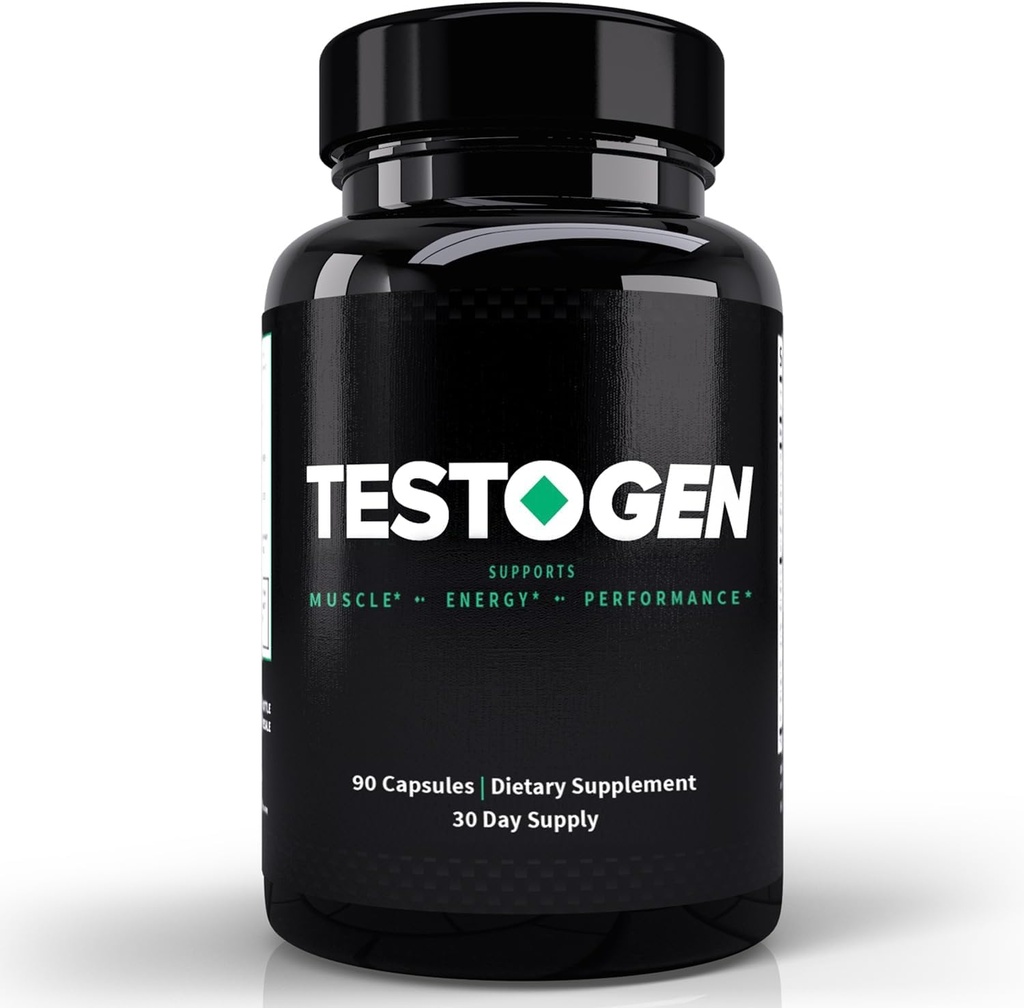 TestoGen Booster dla mężczyzn - Naturalny męski suplement witalności do walki z niskim poziomie energii, Walka z zmęczeniem, Wsparcie kontroli masy ciała, Wzrost mięśni i Focus - 3-Miesiąc dostaw