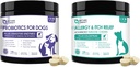 Probiotyki DOCELOWE dla psów, z prebiotykami i enzymami trawiennymi, witaminy i Omega 3 dla alergii Itch Relief, Zmniejszenie Biegunka, Gaz, Stop Pawlicking, Gorące plamy, Przelanie