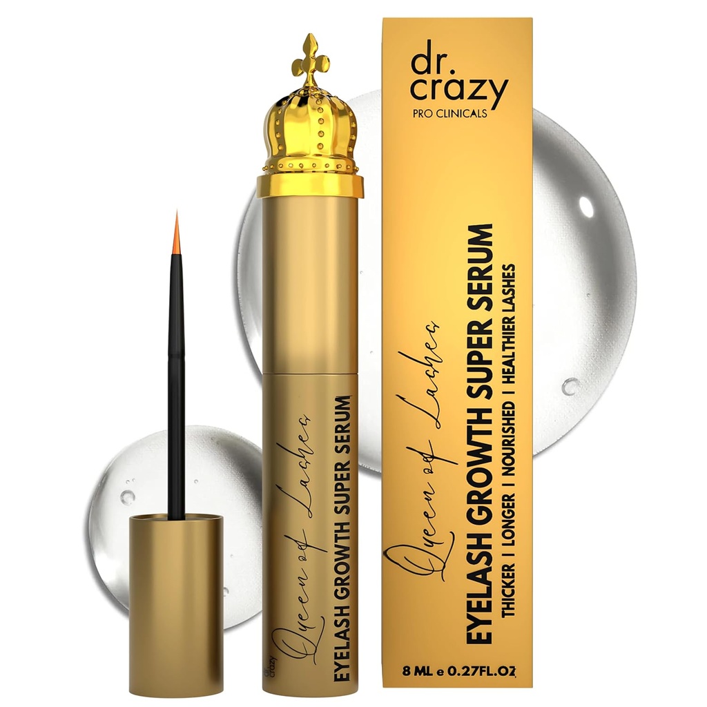 Queen of Lashs Peptide Growth Serum - Lash & Brow Enhancer z Peptides & Ginseng Root Extract - Hormon Free, Oftalmolog Tested Formula for Longer, Fuller Lash (8 ml)