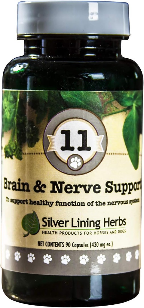 Silver Lining Herbs 11 Canine Brain & Nerve Wsparcie - Naturalny produkt pomaga utrzymać system nerwowy, Mózg, & Cord Spinal - Suplement ziołowy pomaga utrzymać szczęście i dobrą dyspozycję - 90 Kapsułki