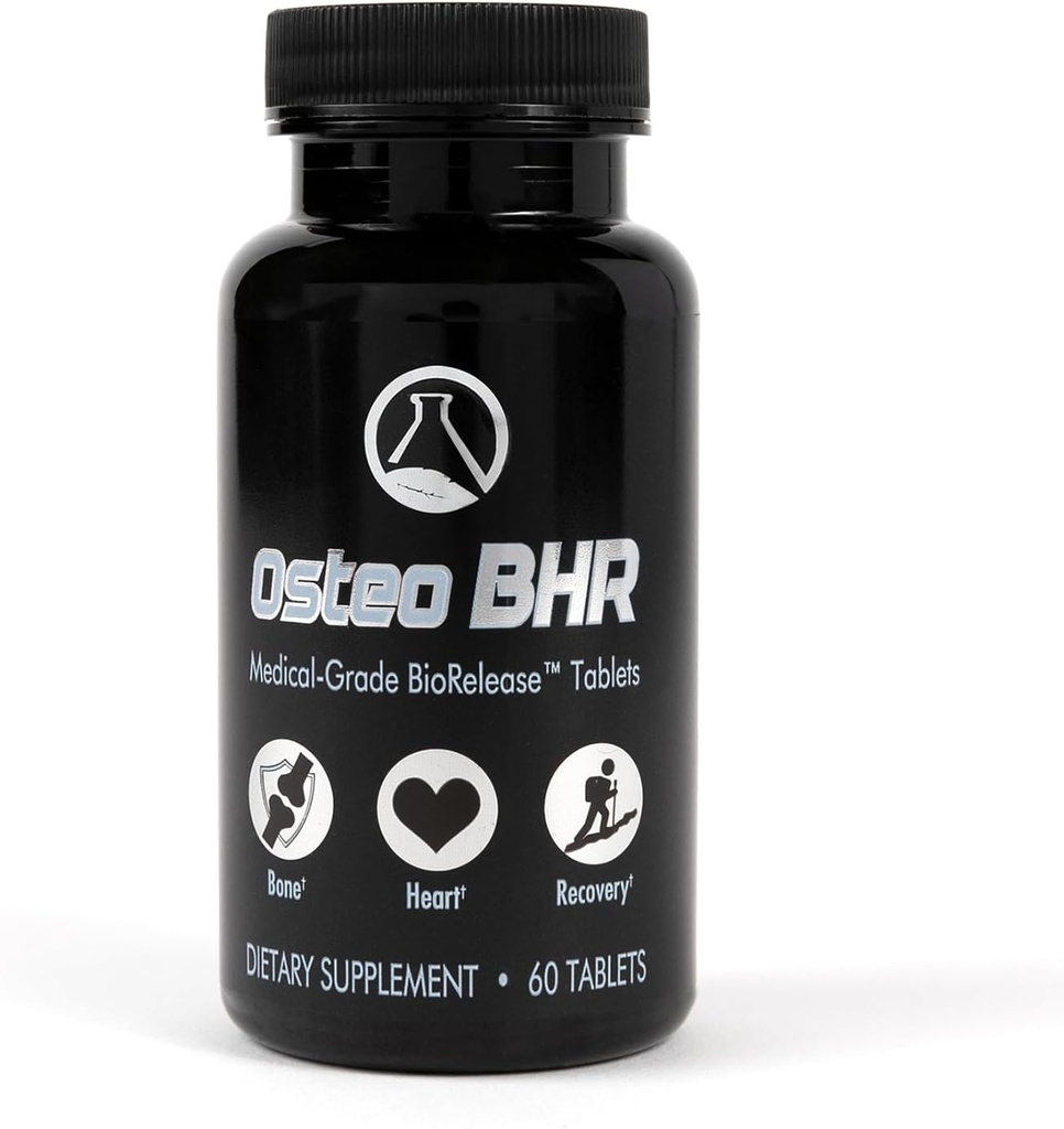 Osteo BHR - 60 Ct Bone Repair Supplement in Ipriflavone, Wapń, Magnez, Boron, Witamina K2 & D3 for Bone Health & Recovery. Optymalne wykorzystanie wapnia dla zdrowego serca i arterii.