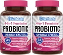 Probiotyki dla kobiet, 120 Miliard CFU 34 Szczepy, Prebiotyki, Enzymy trawienne, Żurawina, 4- in-1 Probiotyk kobiecy, Digestive, Waginal, Wsparcie immunologiczne, 60ct (Opakowanie 2)