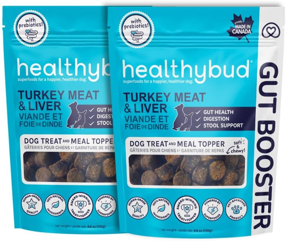 zdrowe pąki indyka Probiotyczne Chews - Gut Health Support - Prebiotyczne, włókno i witamina, Szczeniak gryzaki wątroby dla czułych żołądków, Dog Stool Hardener (4.6oz per Pack 2- Pack)