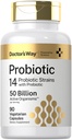 Doctor 's Way Probiotic Supplement Agregat 124; 50 Billion Aktywne Organizmy 124; 90 Kapsułki Agregat 124; 14 Szczepy z prebiotyki 124; dla mężczyzn i kobiet Agregat 124; Wegetarianin, Non-GMO, Gluten Free