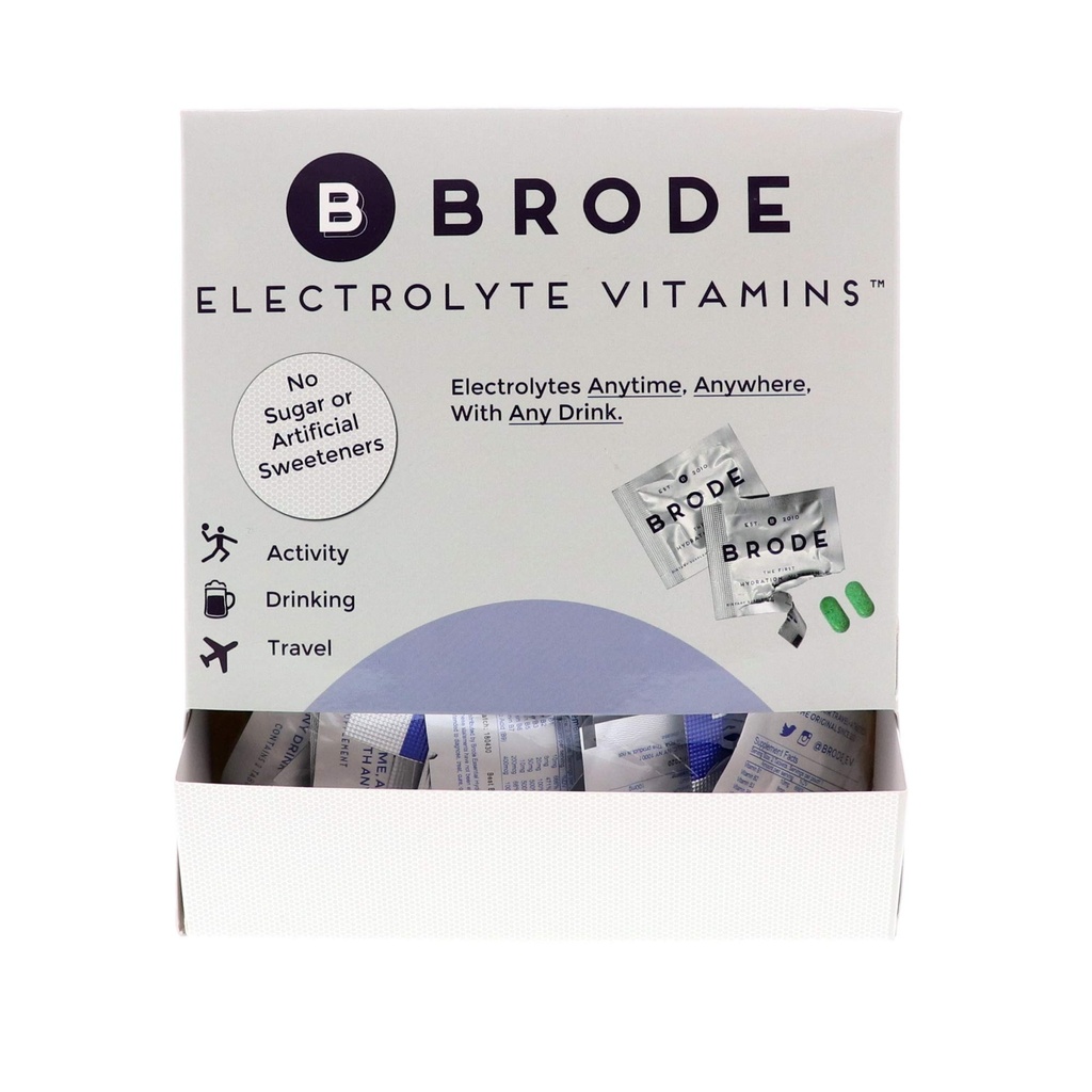Witamina Brode Electrolyte - Przenośne Zero- Sugar Electrolyte Tablets - for Sports, Nightlife, Jet Lag, 5 Esential Electrolytes + 9 Vitamin 100- Pakiety