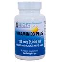 VITAMIN D3 PLUS - 125 µg (5000 j.m.) Witamina D3 Bis 124; Witamina K2 (MK- 7) i Witamina A Bis 124; Naturalna postać witaminy D Bis 124; Zawiera tokotrienole jako przeciwutleniacze 124; Nie-GMO Bis 124; 150 Czapki Softgel