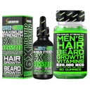Beard Growth Kit w / 6X Liquid BIOTIN Supplement with Collagen Peptydes + 620,000mcg 14- in-1 BIOTIN Gummies / Beard Growth Vitamin & Hair Growth Vitamin for Men - Formulated in America