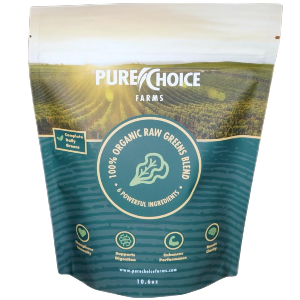 Organic Greens Superfood Powder, USA Dorosła - Kale, Alfalfa Grass, Wheatgrass, Barley Grass, Astragalus, Spirulina, Oat Grass & Chlorella, USA Dorosła (10.6 oz, 1 Miesiąc Dostawy)