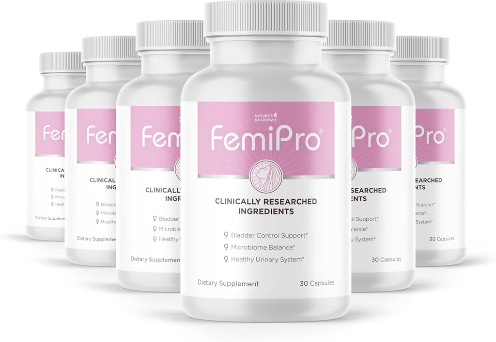 Femipro Bladder Control Supplements for Women & Men, Natural Herb & Probiotic Blend, Supports Urinary Tract Health & Microbiome Balance | Made in USA Non-GMO, 30 Capsules, 6 Month Supply