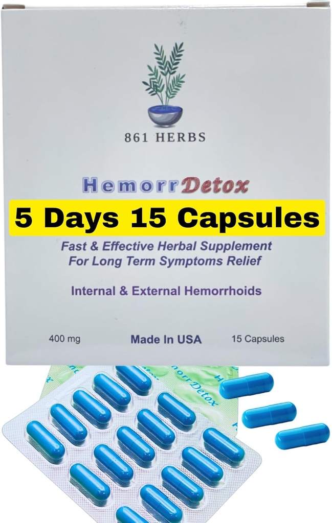 -5- Dzień 15 Kapsułki, Szybkie i długoterminowe ulgi, Natural Herbs Formula Remedy, Adres Root Przyczyny hemoroidów.