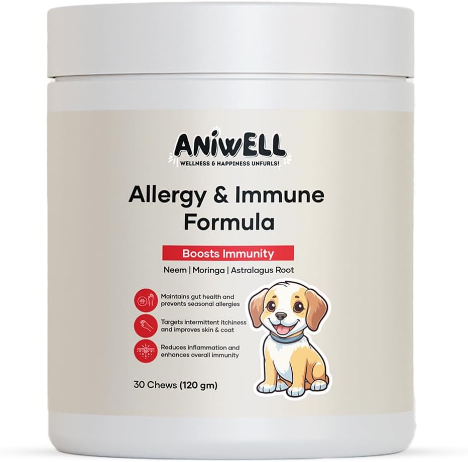 Allergy & Immune Support Chews for Dogs – Powered by Astragalus Root & Flaxseed C3 – Promotes Seasonal Allergy Relief, Gut & Digestive Health – Soft Chews