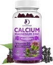 Bezcukrowe Gummeje wapnia Magnezu Cynk z Elderberry i mech morza, Magnez wapnia 2: 1, Glucynian magnezu, Potas i Witamina D3 dla kości, Mięśnie, Spokojny nastrój i wsparcie snu, 60 Gummei