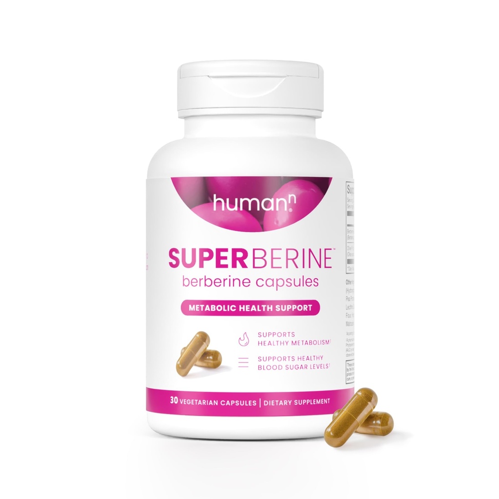 Humann SuperBerine Berberine Suplementy, Zdrowe Metabolizm i Support Cukru - Klinicznie zbadany Składnik - Wysoka Absorbcja, Skoncentrowana Formuła Dawka z Olive Leaf Extract - 30 Kapsułki