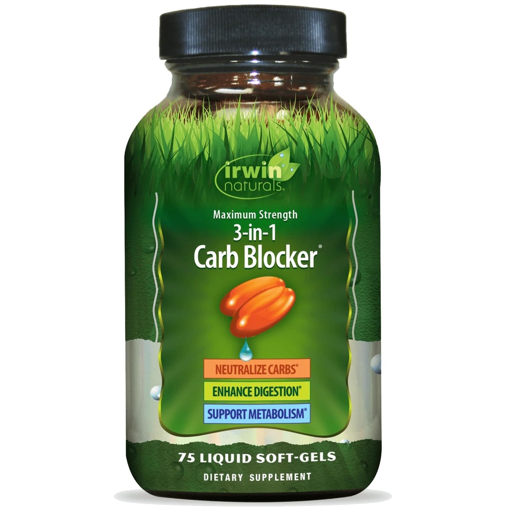 Irwin Naturals Maksymalna wytrzymałość 3- in-1 Blocker Carb, Neutralizować węglowodany i Metabolizm wsparcia, 75 Płynne Softgels, 2 Pack