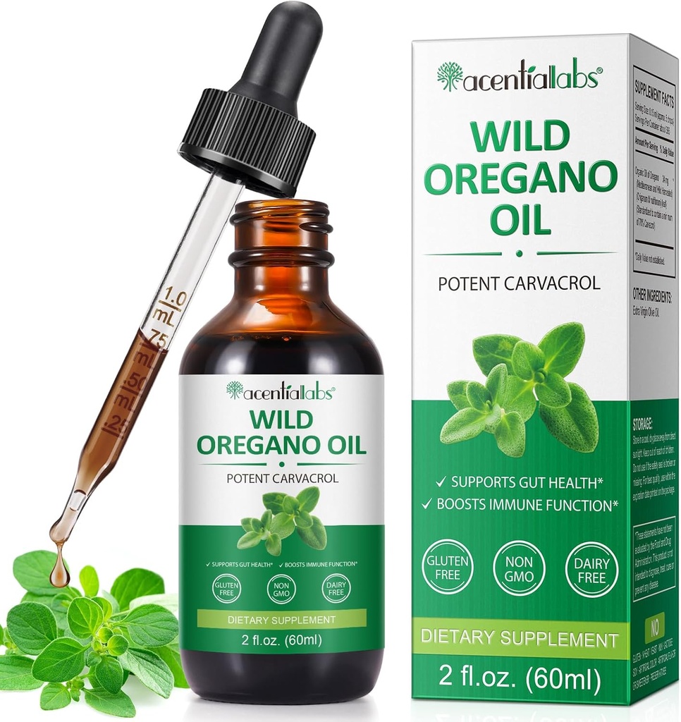 Organic Oregano Oil Liquid Drops, Concentrated Plant Based Wild Oregano Extracted Oil or Men & Women Boosting Immune/Energy, Promoting Digestive System, Non GMO Vegan 60ML/2 Fl Oz