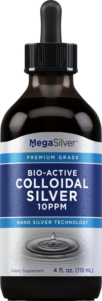 Piping Rock Colloidal Silver Liquid Drops 124; 10 ppm Silver Drops 124; 4 oz 124; Bio Active Premium Grade 124; Nano Silver Technology 124; Non- GMO, Gluten Free