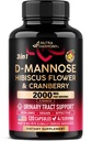 D- Mannose 2000mg z Żurawinem i Hibiscus - Klinicznie testowana siła dla Traktu Urynalnego - Suplement dla Kobiet - Bledder, Wątroba i Wsparcie dla Mikroflory - Made in USA - Wegan, 120 Kapsułki