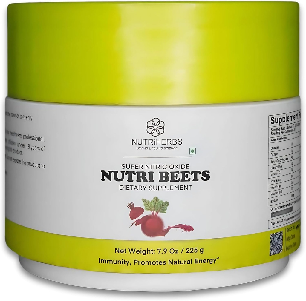 Super tlenek azotu Nutri Beets - 225g Support 124; Organic Beet Root Powder, Pomegranat & Czerwony Szpinak dla Heart Health, Energy & Blood Support Support 124; Kardioviral Booster