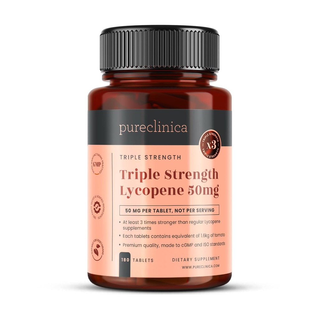pureklinica Lycopene 50 mg x 180 tabletek (6 miesięcy dostaw). 300% moc zwykłych tabletek likopenowych