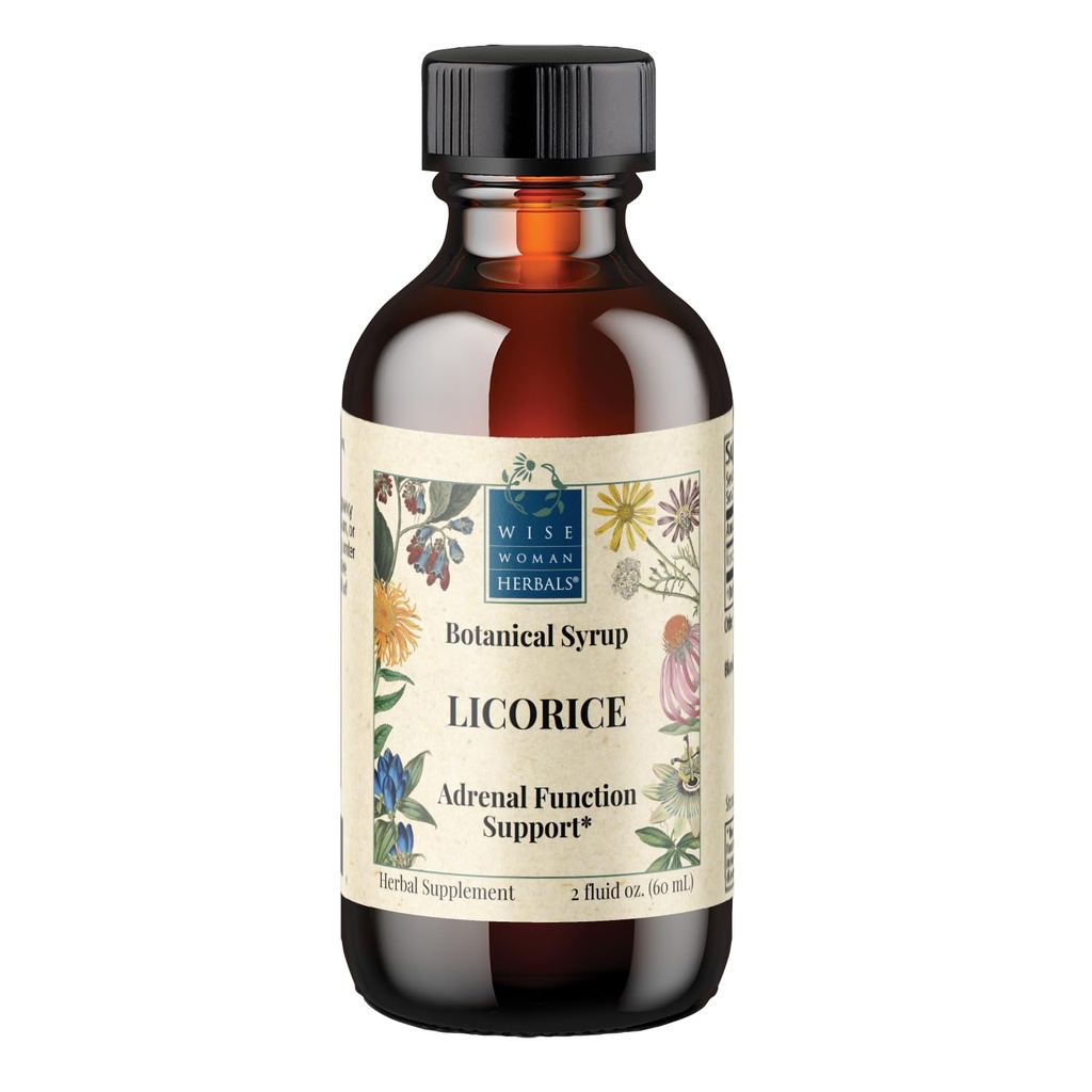 Wise Woman Herbals Licorice Syrop botaniczny (Formerly Solid Extract) 4: 1, Alkohol-wolny, Herbal Digestive Comfort, Równowaga nadnerczy, immunologiczne, oddechowe i zdrowe wsparcie zapalne, 2 Fl Oz