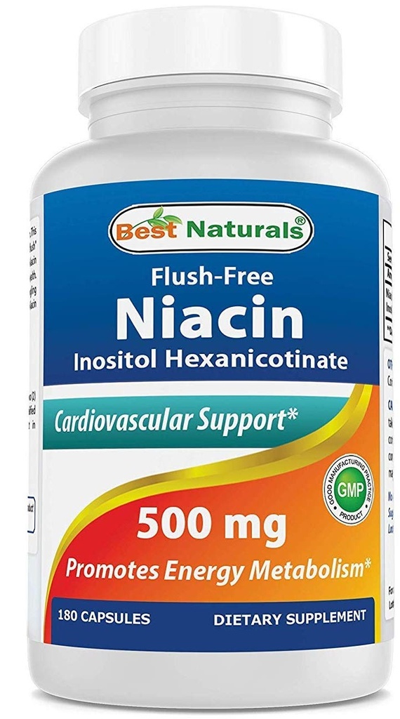 Najlepsi naturale Bezflush- Free Niacyna Inositol Heksanikotynian 500 mg 180 Kapsułki