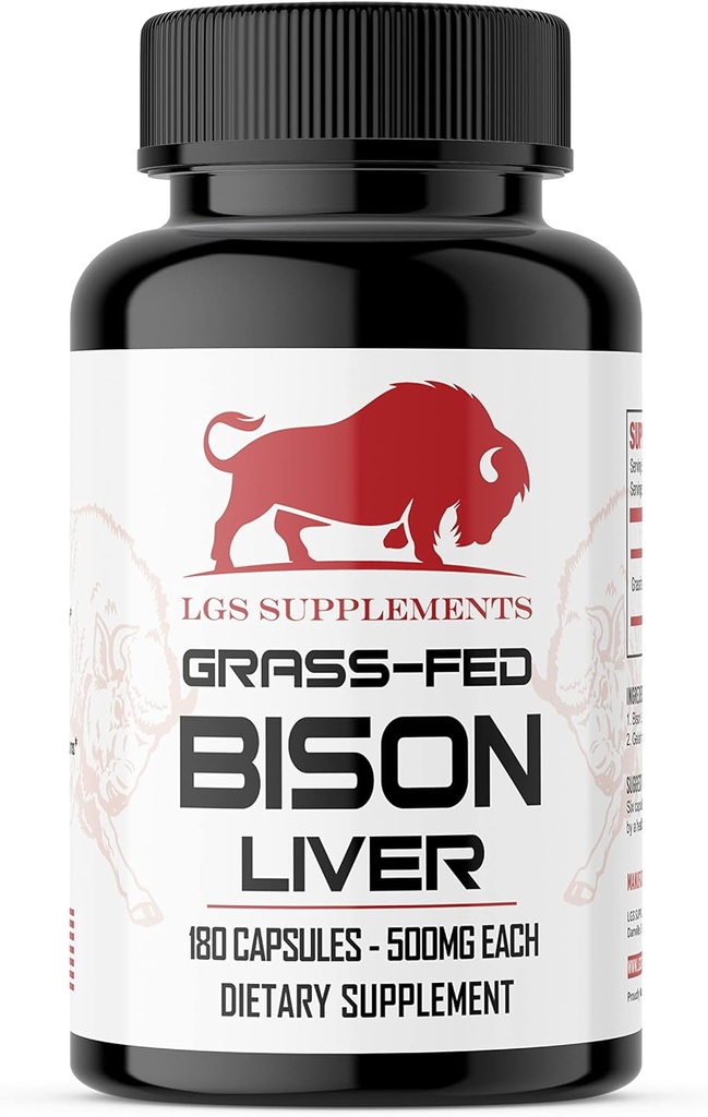 Trawa karmiona Bison Wątroba Kapsułki Wspiera wytwarzanie energii, Detoksykacja, Przetrawienie, Immunitet, Naturalne Żelazo Non-GMO, Zamrożenie Suchy suplement zdrowia wątroby, 3000mg