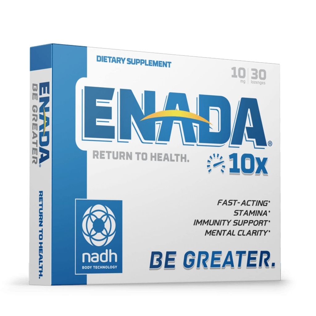 ENADA 10X NADH Suplement z szybko działającą formułą dla aktywnego stylu życia 124; Natural Energy Booster Great for Jet Lag, Athletic Performance & Studying Bird124; Poprawia Stamina i Mental Clarity 124; 30 Lozenge