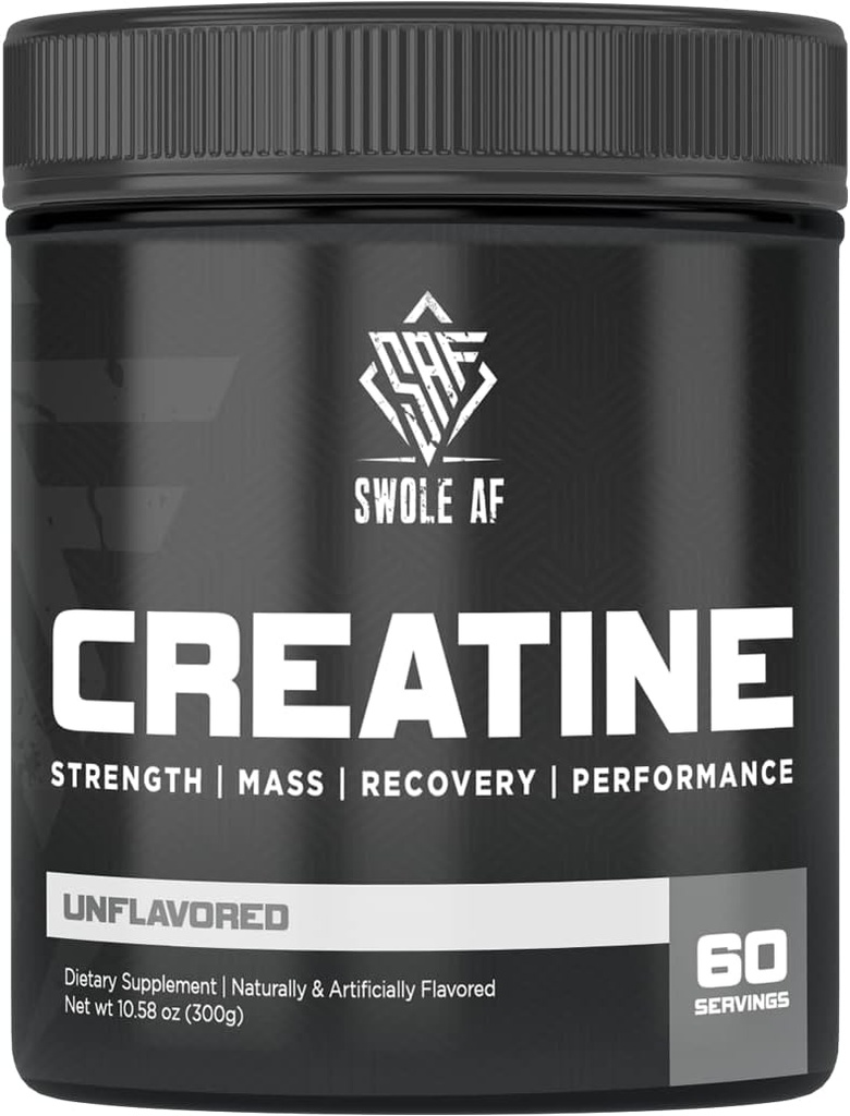 Swole AF 124; CREATINE Mono 124; Trening pre & post dla Muscle Gain Endurance & Recovery Equipment 124; Suplement dietetyczny do poprawy wydajności siły i wzrostu mięśni