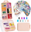 14 Grids Travel Pill Organizer Box z 415- Pcs Medicine Name Etykiety - Pocket Daily Pharmacy Case Case Kit - Travel Medication Holder Dispenser for Fish Oil Supplement Storage - Pink