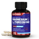 Magnez L- Threonine, suplement magnezu o wysokiej absorpcji, 1900 mg Magnezu Threonine for Brain Health, Wspomaganie pamięci, Gluten Free, Non-GMO, 90 Kapsułki wegańskie