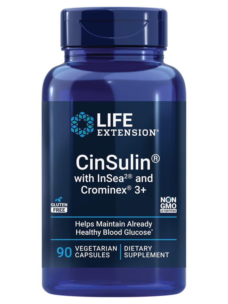 Life Extension CinSulin ® z InSea2 ® i Crominex ® 3 +, shilajit, amla Fruit, cynamon, Brown Seaweed, Wspiera zdrowe metabolizm i nasycenie, Gluten- Free, Non-GMO, wegetariańskie, 90 Kapsułki