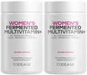 Codeage Women 's Daily Multivitamine, 25 + Witaminy i minerały, Fermentowane, Organic Whole Foods, Suplement Probiotyki - Witamina A, B, C, D, E & K, Omega 3, Cynk - Wegan - 2 Pack