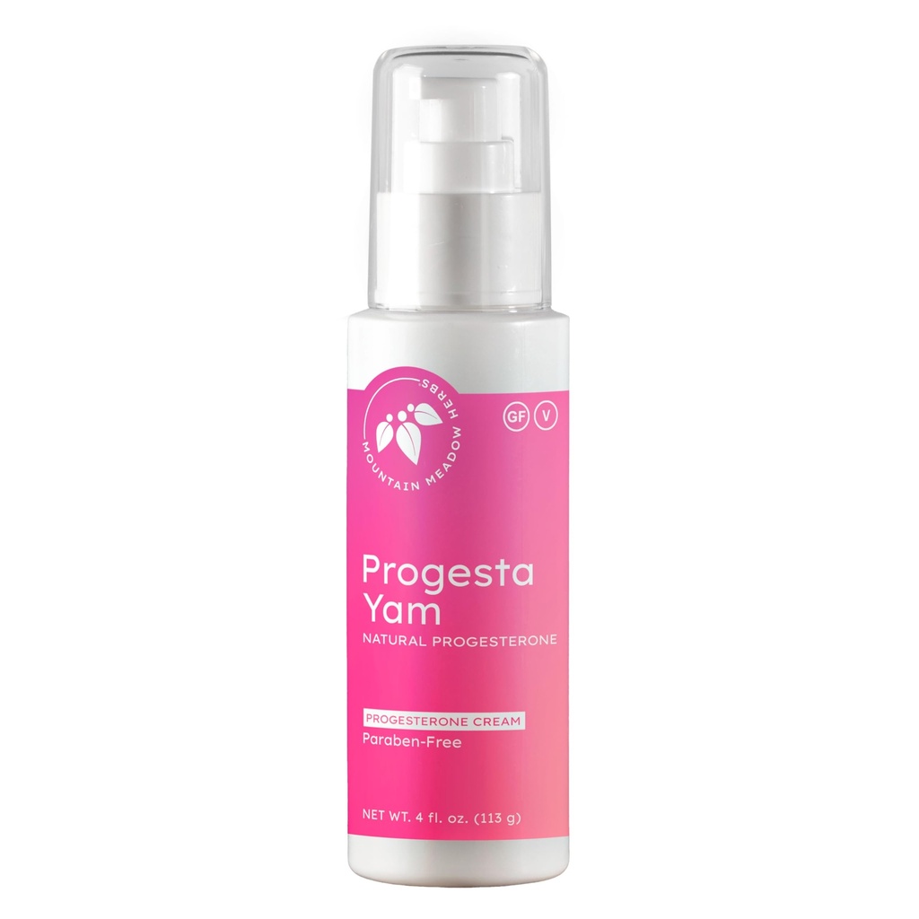 Mountain Meadow Herbs Progesta- Yam Cream - Bioidentyczny Progesteron z Dzikiego Yam - Menopauza i Perymenopauza Hormon Wsparcie - Lekarz opracowany, 3. Tested Party, Non-GMO, 4oz