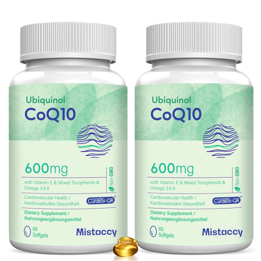 CoQ10 600mg Softgels 124; High Absorption CoQ10 Ubichinol Supplement Equipment 124; Reduced Form Enhanced with Witamina E & Omega 3 6 9 Equipment 124; Antioksydant Powerhouse Good for Health Equipment 124; 120 Softgels