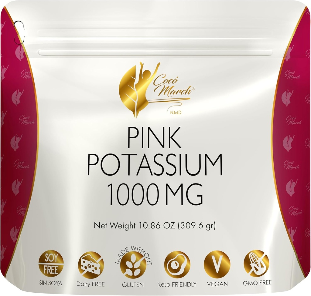 Cocó March N.M.D Pink Potasu Proszek - Wspiera Heart Health, Funkcje mięśniowe, i Bone Health. Gluten Free, Dairy Free, Non-GMO, Soy Free, Vegan, Keto Friendly - 10.86 Oz (309.6 g)