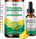 Potasu Magnezu Glycinate Supplement- Wysoka absorpcja Magnezu Złożona kropla płynna z wapniem, Potasu, Witamina D3 i Cynk do snu, Kurcze nóg, Mięśnie i Energia, Cukier wolny i Wegan 2 Fl Oz