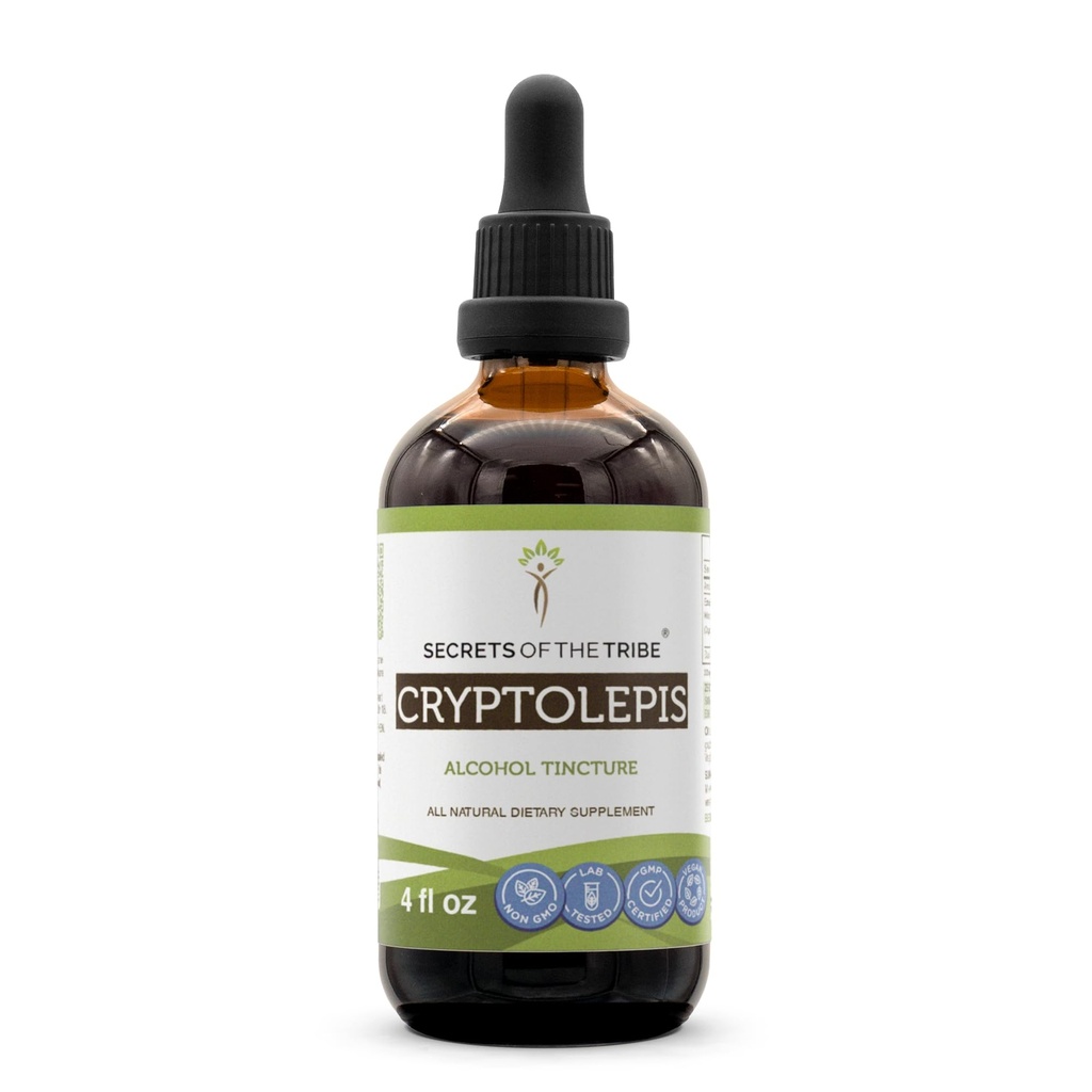 Tajemnice Tribe Cryptolepis Tincture Alcohol Extract, Wysokiej Potliwości Ziołowe Krople, Tincture Made z Wildcrafted Cryptolepis Sanguinolenta 4 oz