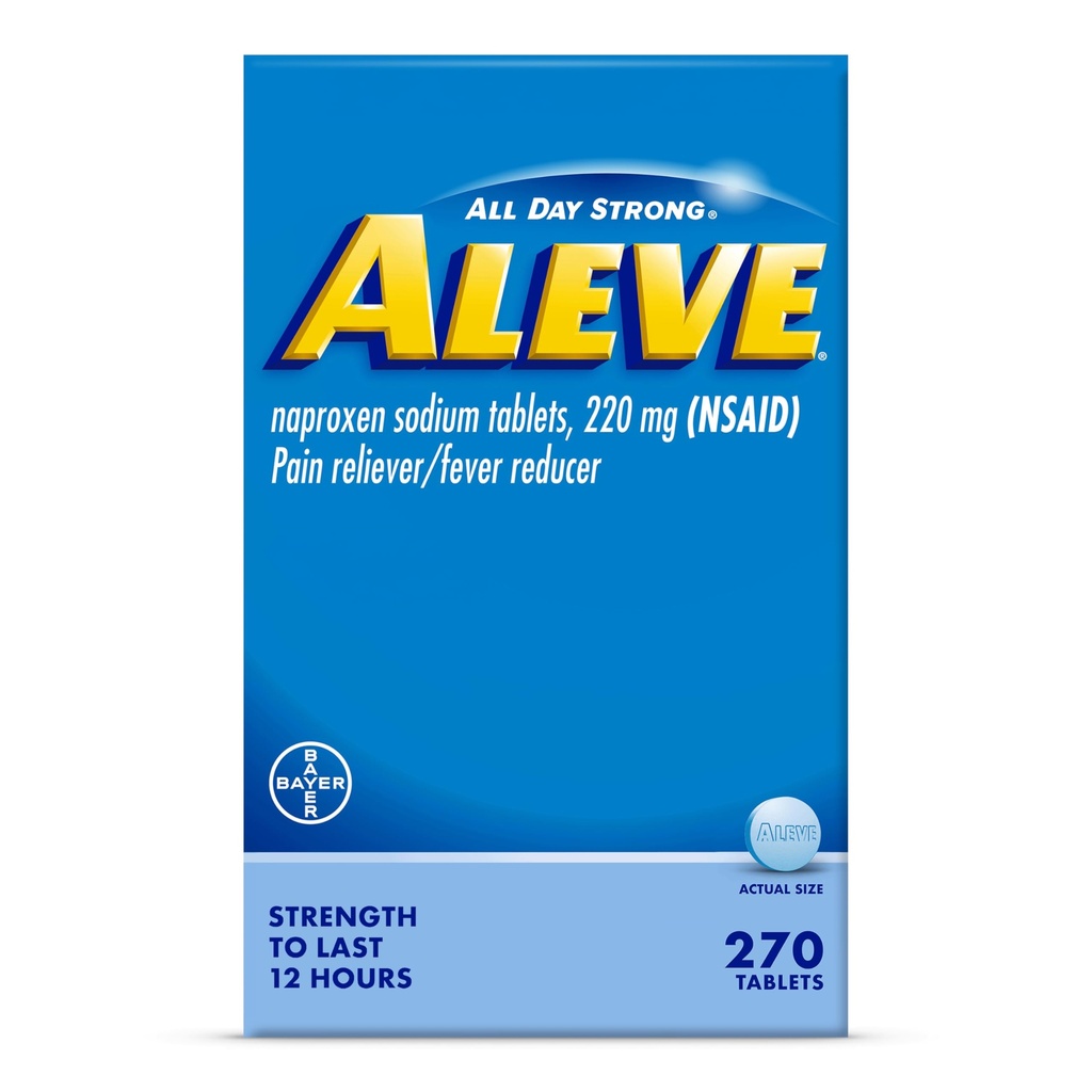 Aleve ból Reliever & Gorączka Reduktor tabletki, Naproxen Sodu, Ból głowy, Plecy i ból ciała Relief leki, 270 Liczba