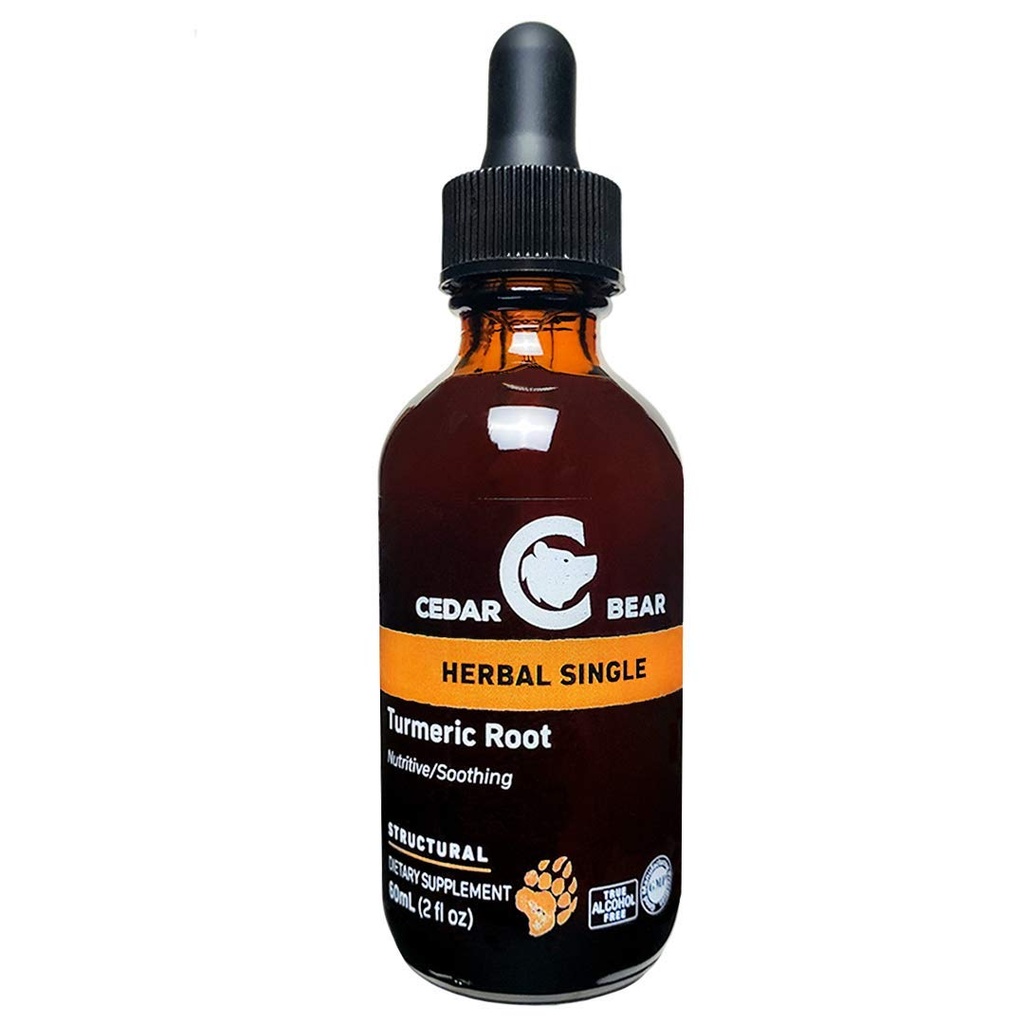 Cedar Bear Turmeric Root (Curcuma Longa) Płynny suplement ziołowy, który wspomaga zdrową aktywność komórkową i pobudza immunologiczną 2 Fl Oz
