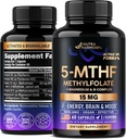 NOTRAHARMONY L Metylfolan 15 mg - 5- MTHF Metylfolan Suplement Plus Metyl B12, Witaminy B2 & B6, Magnez - Wyprodukowane w USA, 60 Kapsułek na 2 Miesiące